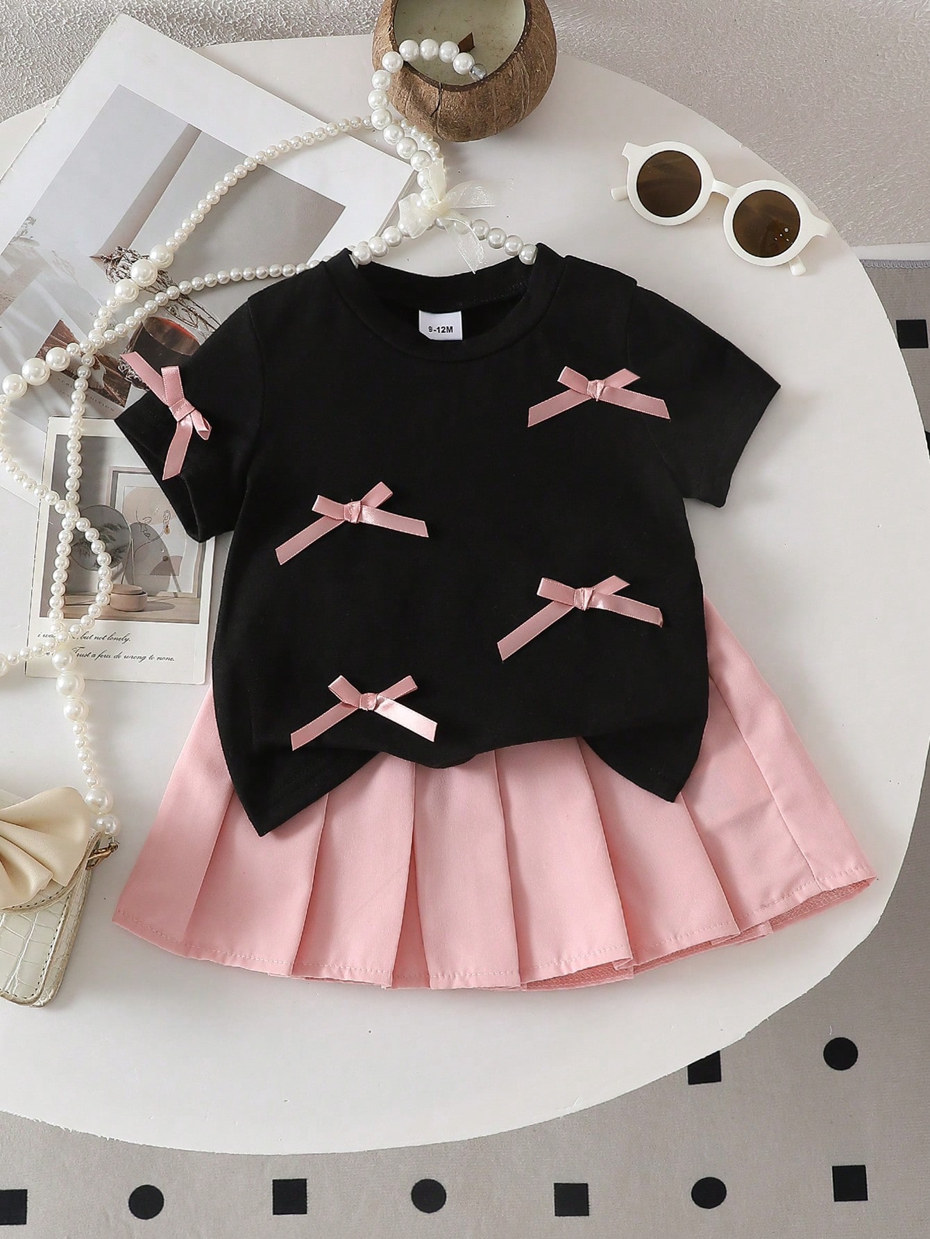 Outdoor Adventure Kit - Two-piece baby girl 3D bow casual